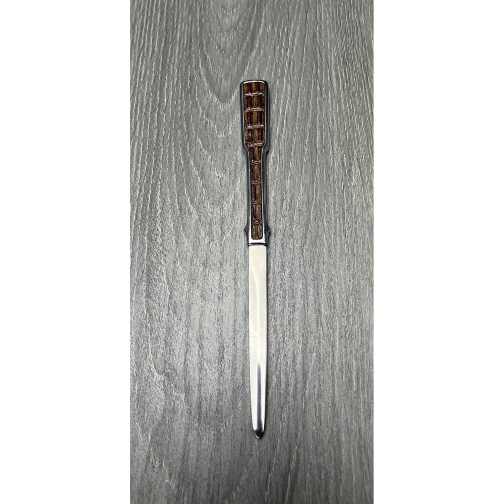 Vintage Carvel Hall Letter Opener Faux Alligator Handle Stainless USA 1979